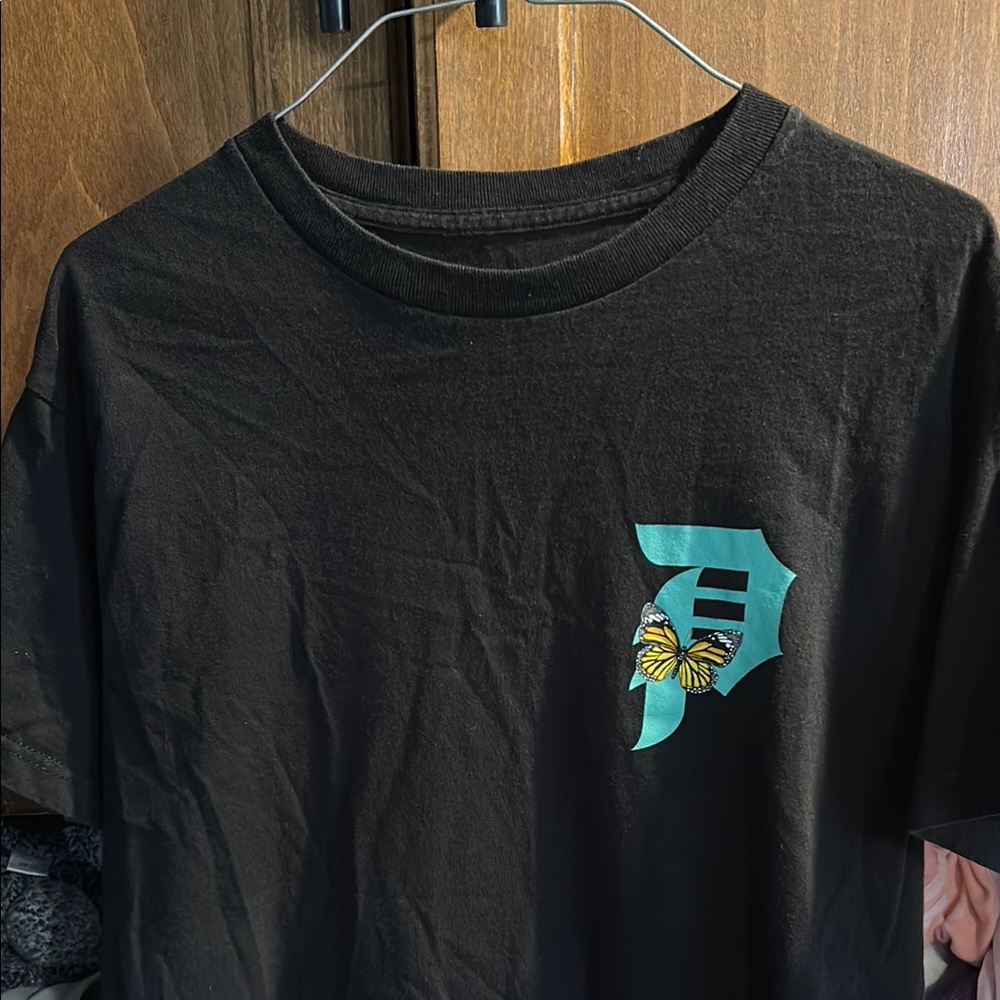 Primitive Black Tee with Butterfly and Teal Logo